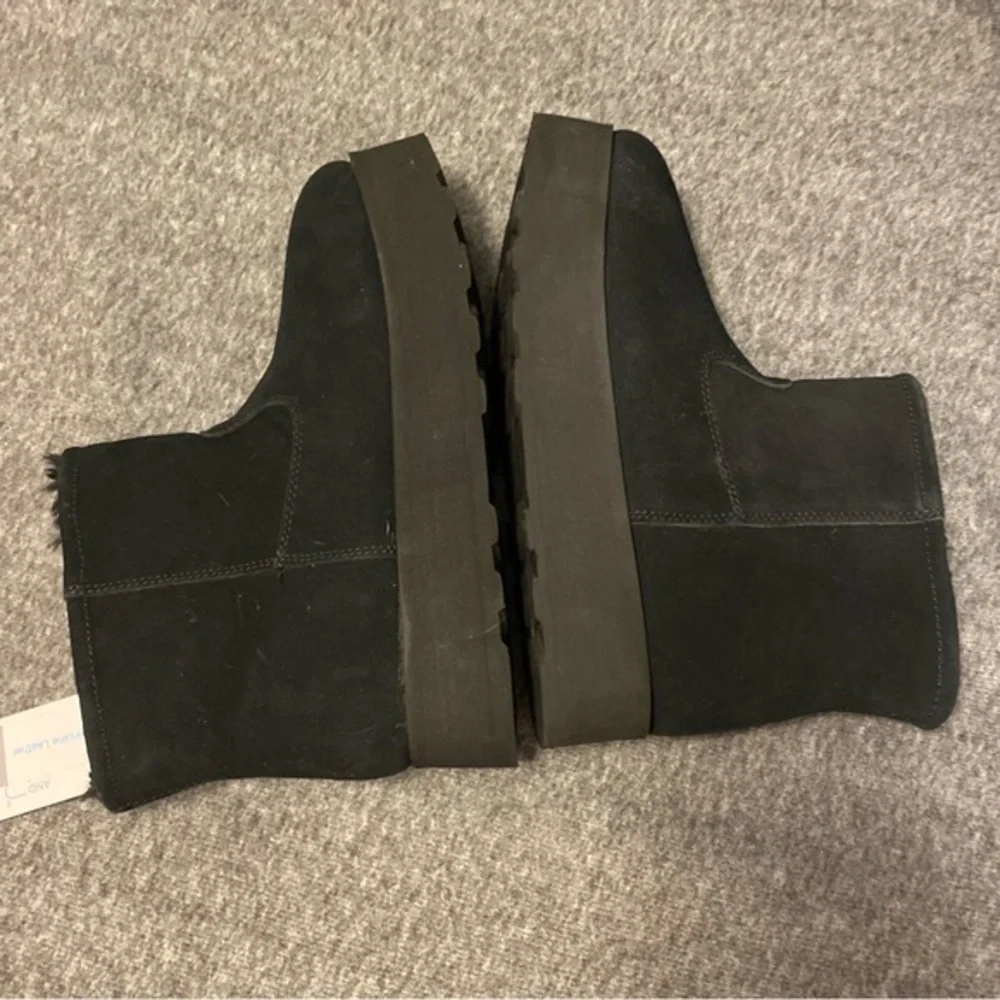 Time And Tru Shoes Boots Women’s Size 8 Wedge Chunky Black Booties Fur Lined New